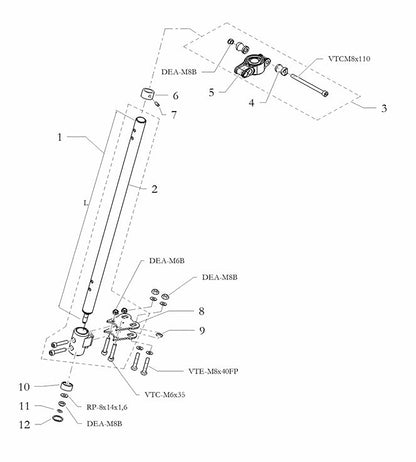 Freeline Steering Column Racing Mini 460mm Hi Tech