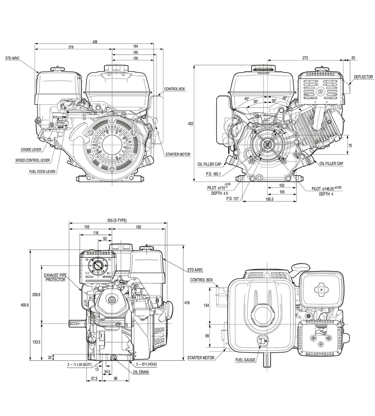 Honda GX200 Engine 19mm/20mm