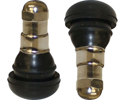 Short Tyre Valve Silver Cap Pair
