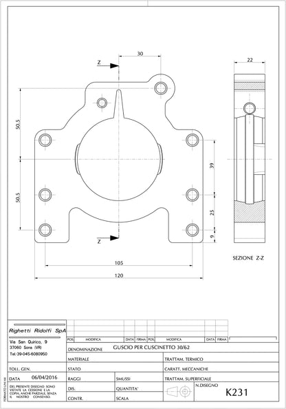 Aluminium 30mm Bearing Carrier - 4 Holes