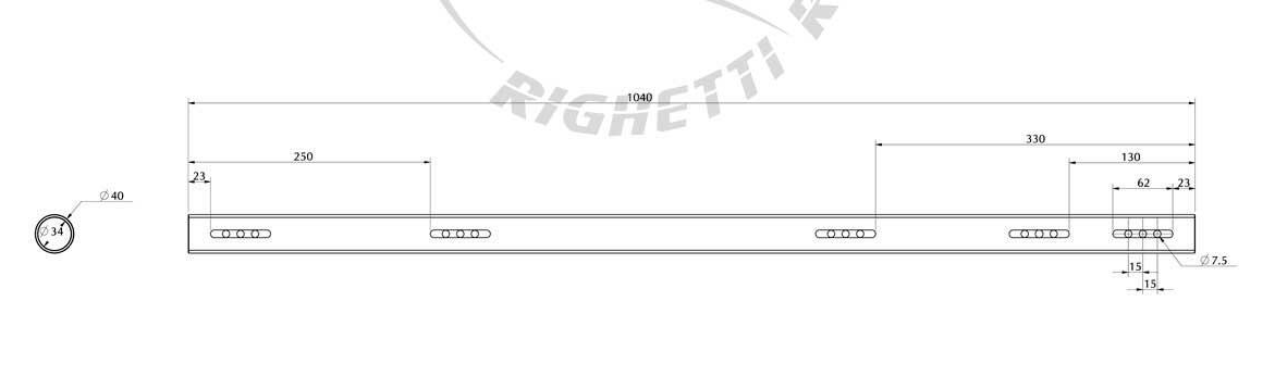 Rear Axle 40mm 1040mm (3mm Thickness)